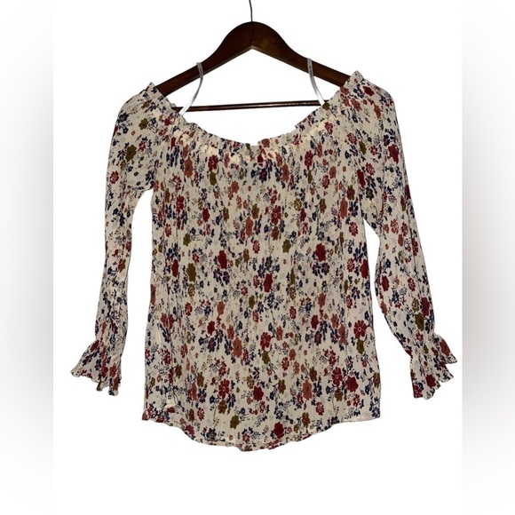 Sweet Wanderer Floral Babydoll Milkmaid Peasant Ruffle Top Women Size M Dainty - Picture 2 of 7